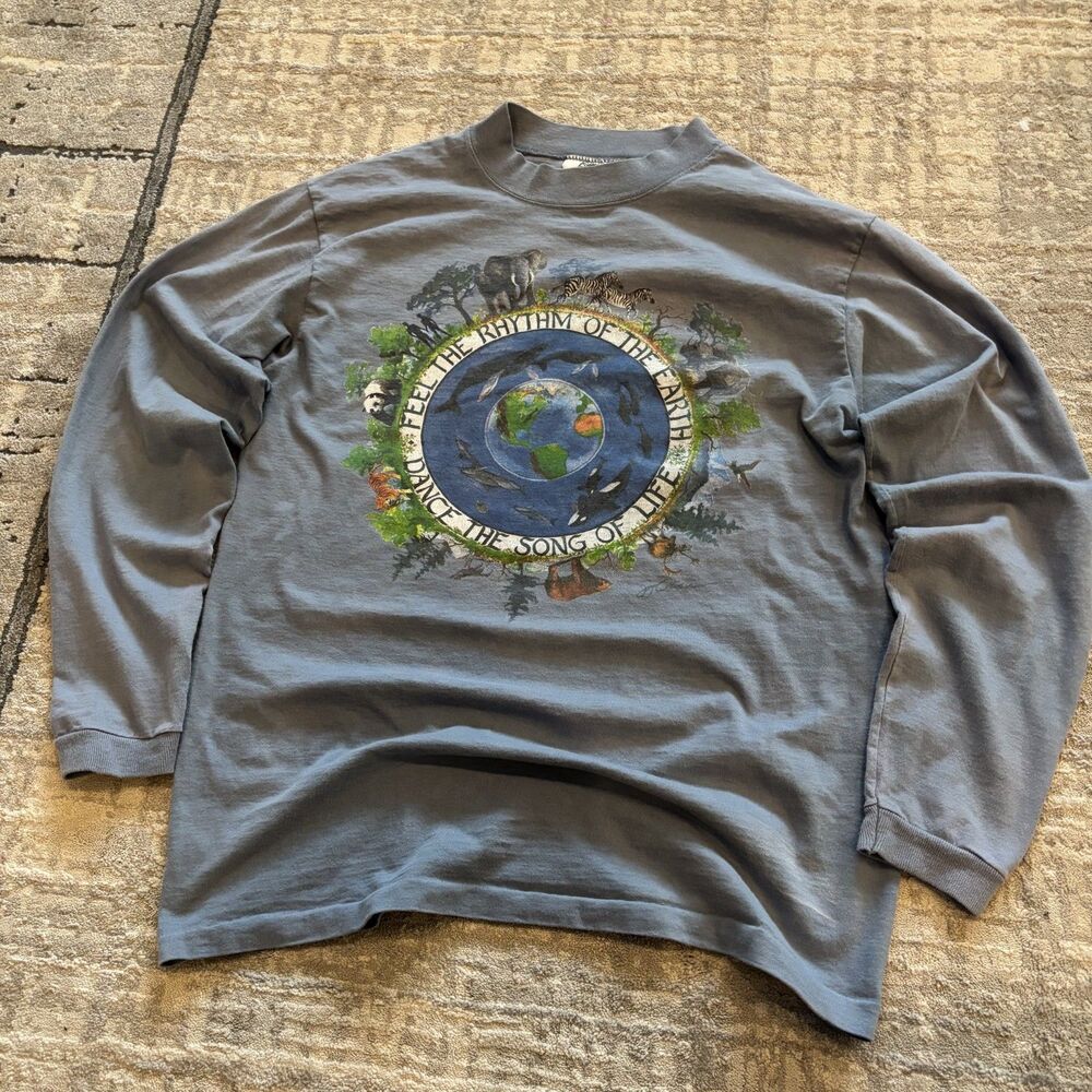 Vintage 90s Earthly Concerns Long Sleeve Shirt Mens Medium USA Made